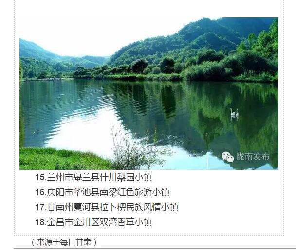 甘肅計劃3年建18個特色小鎮(zhèn)，看看隴南有幾個~