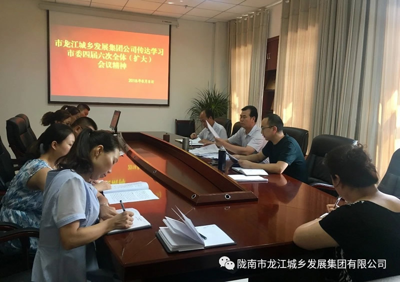市龍江城鄉(xiāng)發(fā)展集團公司傳達學(xué)習(xí)市委四屆六次全體（擴大）會議精神
